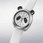 Seiko HHK001 limited edition panda chronograph watch with stainless steel case and leather strap.